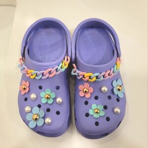 Purple Crocs with charms sz. 8